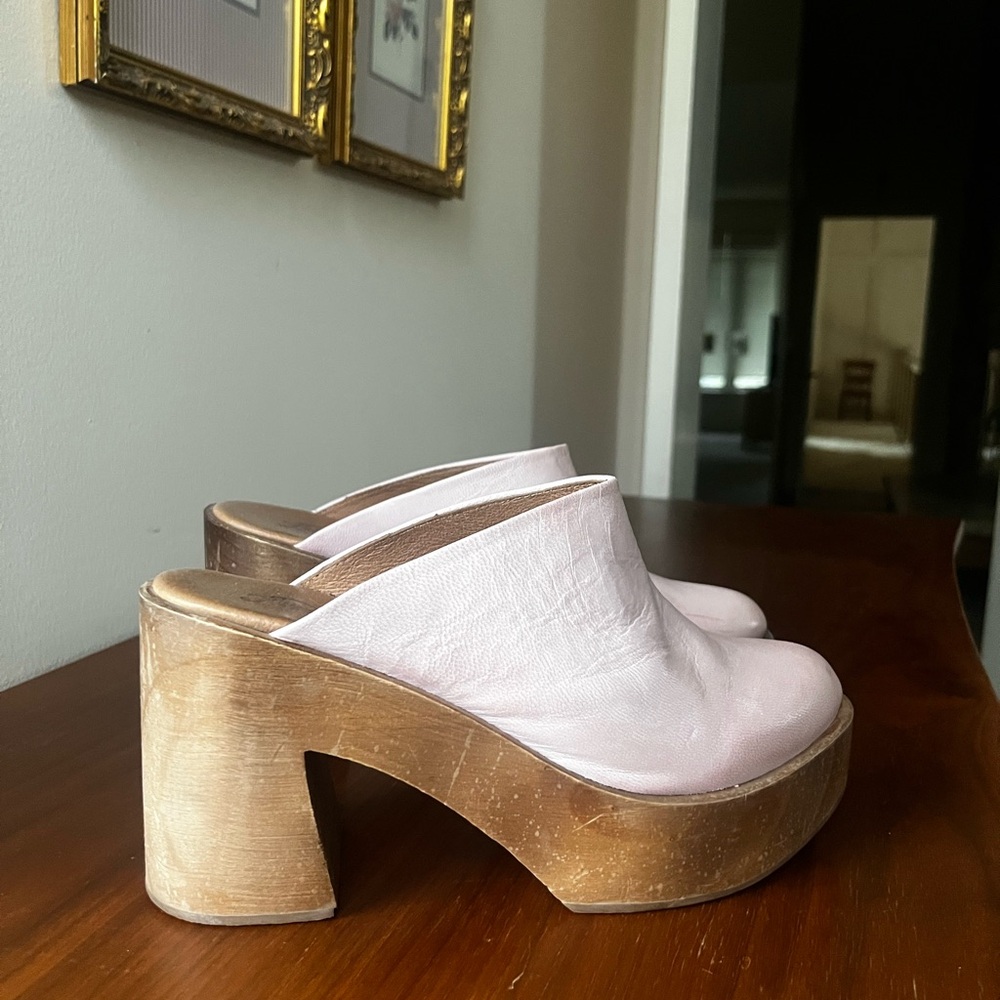 Free People Rose Suki Leather Platform Clog Mules 37 - Picture 2 of 7